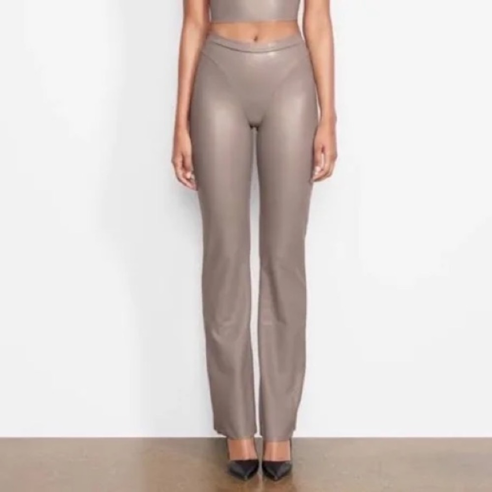 Skims Grey Leather Pant and Tank Bodysuit